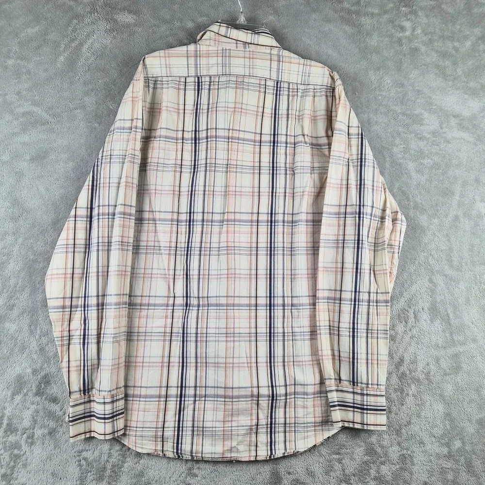 Banana Republic Mens Medium Shirt Plaid Button Up Pink Blue White Long Sleeve